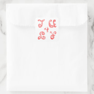 Juli 4 PlockING Red Brev Fabric Font Sticker Fyrkantigt Klistermärke