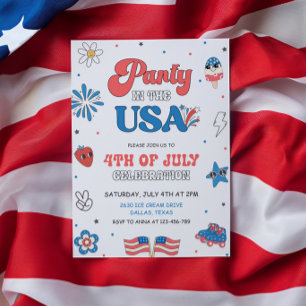 Juli 4e födelsedagen Party i USA:s inbjudan
