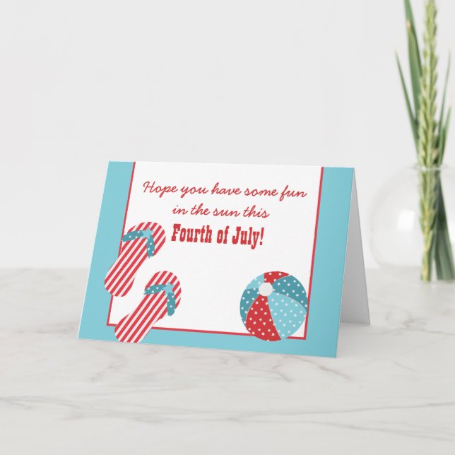 Juli 4th för stars och stripesstrandparty kort (Framsida)