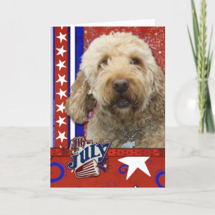 Juli 4th smällare - GoldenDoodle Kort