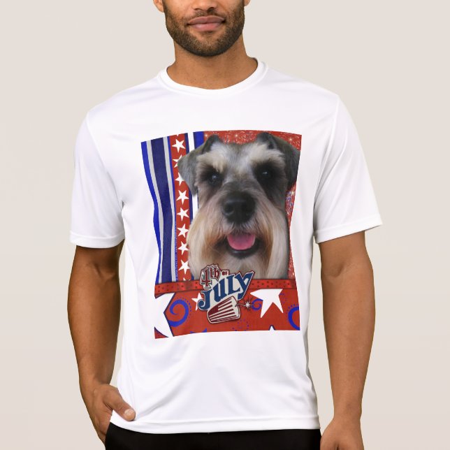 Juli 4th smällare - Schnauzer T Shirt (Framsida)