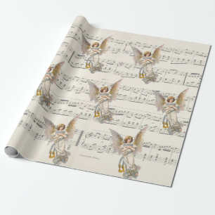 Juli Angel Music Vintage Papper radbrytning Presentpapper
