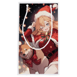 Juli Anime Girl och Jul Shiba Hund