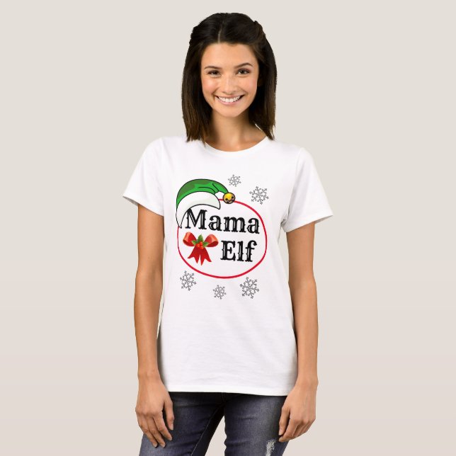 Juli-Anpassadet Gåvor till Kvinnor MAMMA ELF T Shirt (Hel framsida)