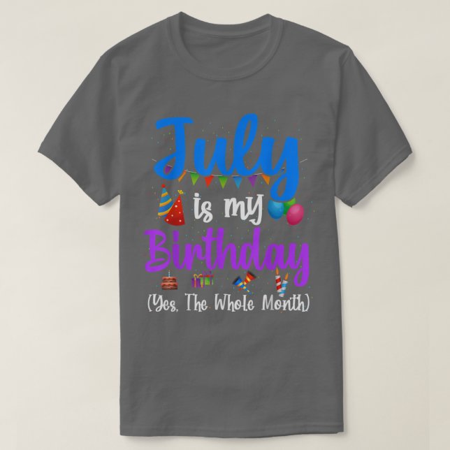 Juli är min födelsedag, ja hela månadsfonen juli t shirt (Design framsida)