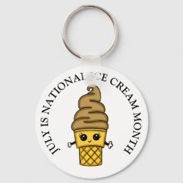 Juli är National Ice Cream Month Button Nyckelring