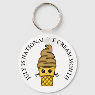 Juli är National Ice Cream Month Button Nyckelring