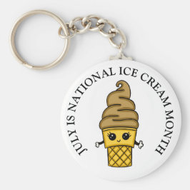 Juli är National Ice Cream Month Button Nyckelring