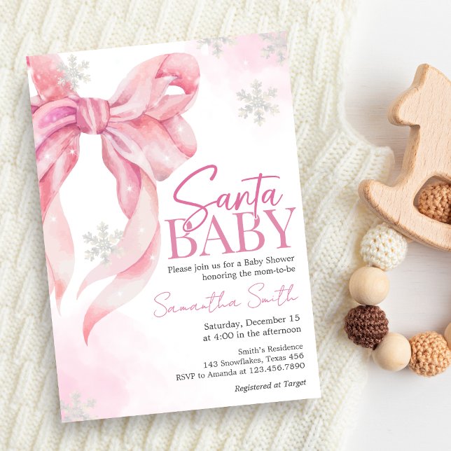 Juli Baby, babyskor Inbjudningar (Pink Coquette Winter Baby Shower Invitation)