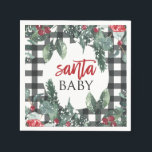 Juli Baby, babyskor Pappersservett<br><div class="desc">jultomten i Santa Baby fick en babydusch med julklapp och svart buffel.</div>