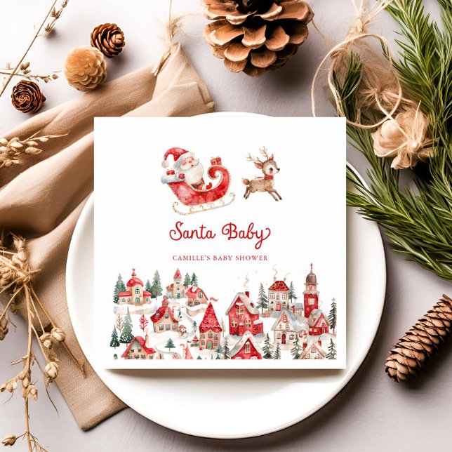 Juli Baby, babyskor Pappersservett (Santa Baby Winter Wonderland Baby Shower Napkins)