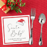 Juli Baby, babyskor Pappersservett<br><div class="desc">Sötningen av julhelgen vid jul duschar blöjor med "Santa Baby" skrivet i en elegant med en hjärtslagg och en vattenfärgad illustration av en röd Jultomten hatt. Anpassa med mor namn och duschdatum i enkel modern typografi.</div>