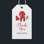 Juli Baby, babyskor Presentetikett<br><div class="desc">jultomten i Baby fick en babydusch med barnkläder och svart buffel.</div>