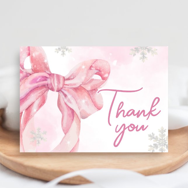 Juli Baby, babyskor Tack Kort (Pink Coquette Winter Baby Shower Thank you Card)