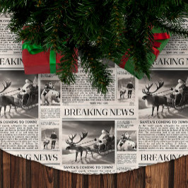 Juli Bear Breaking News Newspaper Hjort Julgransmatta Borstad Polyester