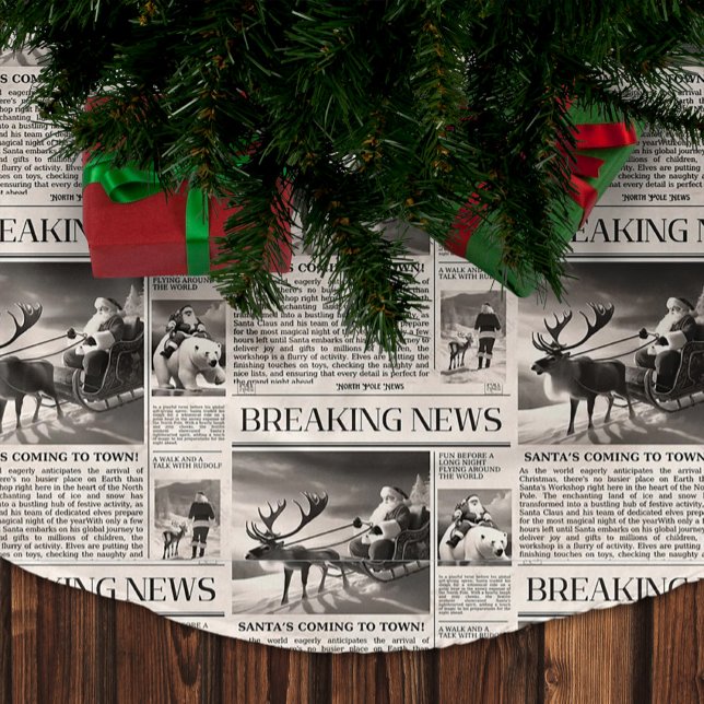 Juli Bear Breaking News Newspaper Hjort Julgransmatta Borstad Polyester (Skapare uppladdad)