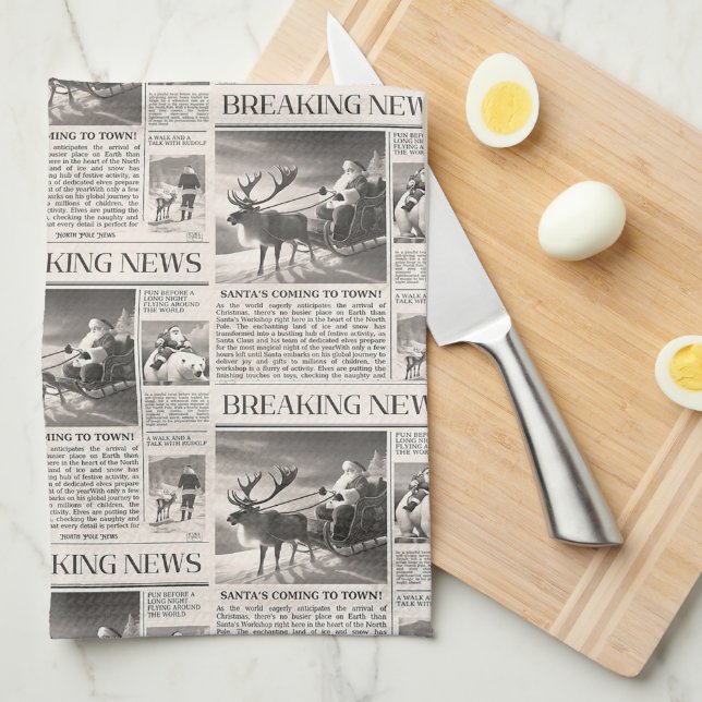 Juli Bear Breaking News Newspaper Hjort Kökshandduk (Vikt i Fjärdedel)