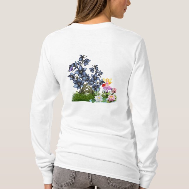 Juli Birth Flowers och Stone T Shirt (Baksida)