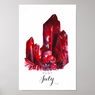 Juli Birthstone - affisch för Rubyvattenfärg