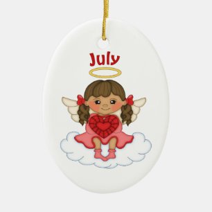 Juli Birthstone Angel Brunette Julgransprydnad Keramik