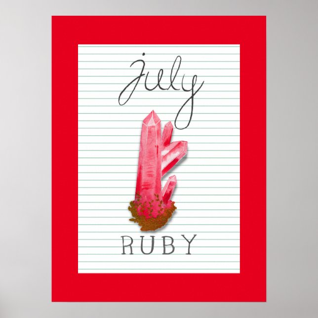 Juli Birthstone Birth Stone Ruby Artwork Poster (Framsidan)