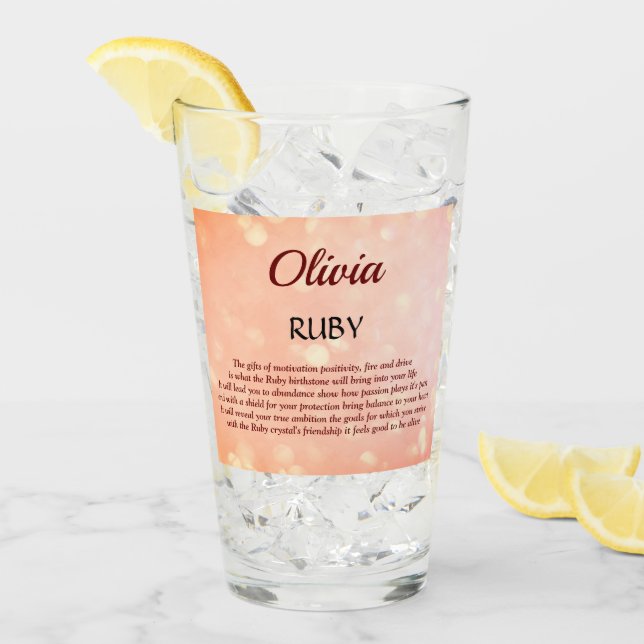 juli Birthstone Ruby-design Glaskopp (Framsida Ice)