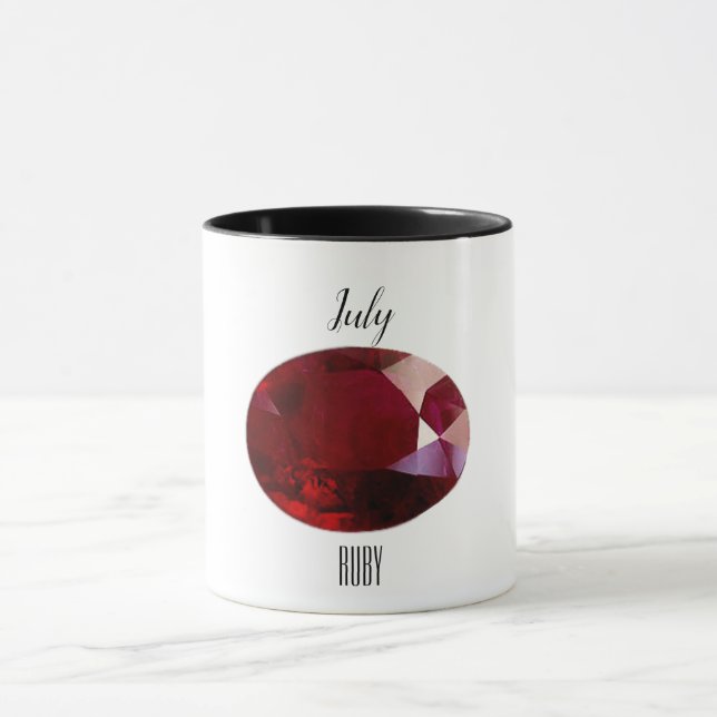 juli Birthstone Ruby Gemstone Art Mugg (Center)