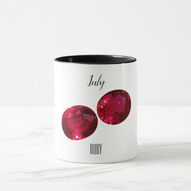 juli Birthstone Ruby Gemstone Art Mugg (Center)