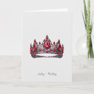 Juli Birthstone Ruby Krona-födelsedagskort Kort