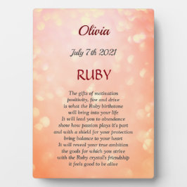 juli Birthstone Ruby Tabletop Plaque med Easel