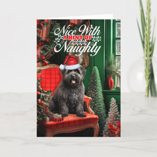 Juli Bouvier des Flandres Hund Naughty eller Nice Helgkort