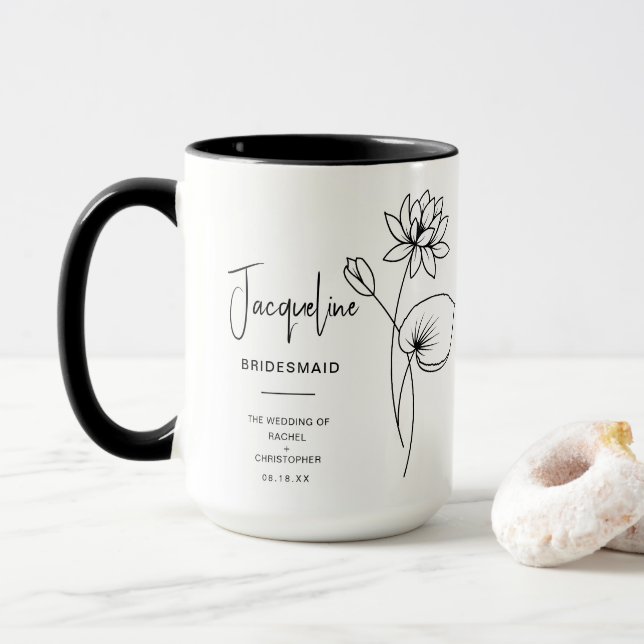 Juli Bridesmaid | Vatten Lily Birth Flower Mugg (Med munk)