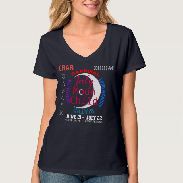 juli Cancer Zodiac T Shirt (Framsida)