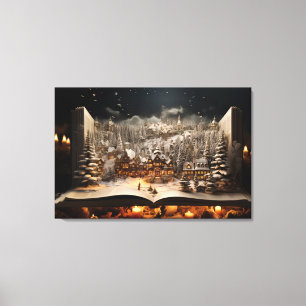 Juli Candlelit Storybook Mountain Village Canvastryck