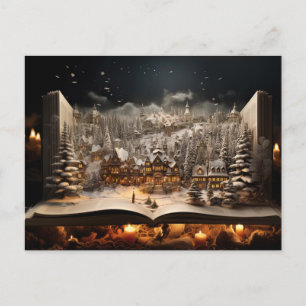 Juli Candlelit Storybook Mountain Village Helg Vykort