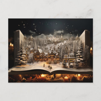 Juli Candlelit Storybook Mountain Village Helg Vykort