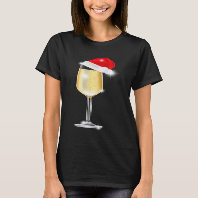Juli Champagne Glass Santa Hat Drinking T Shirt (Framsida)