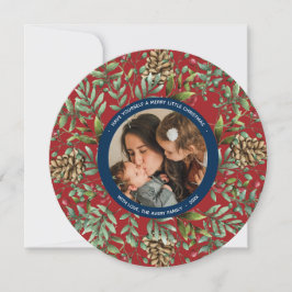 Juli Cherry Helgdag Photo Round Card Julkort