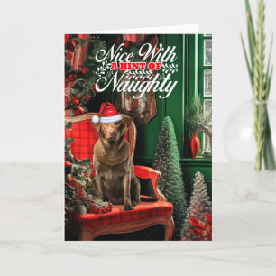 Juli Chesapeake Bay Retriever Naughty eller Nice Helgkort