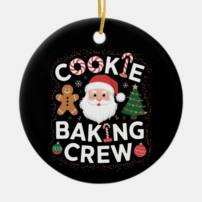 Juli Cookie Baking Crew-familjen - jul Julgransprydnad Keramik (Framsidan)