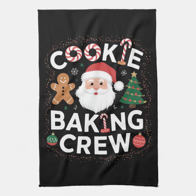 Juli Cookie Baking Crew-familjen - jul Kökshandduk (Vertikal)