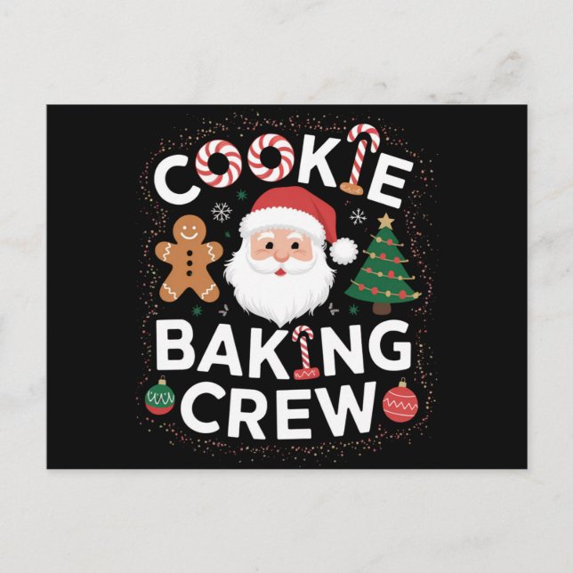 Juli Cookie Baking Crew-familjen - jul Vykort (Framsida)