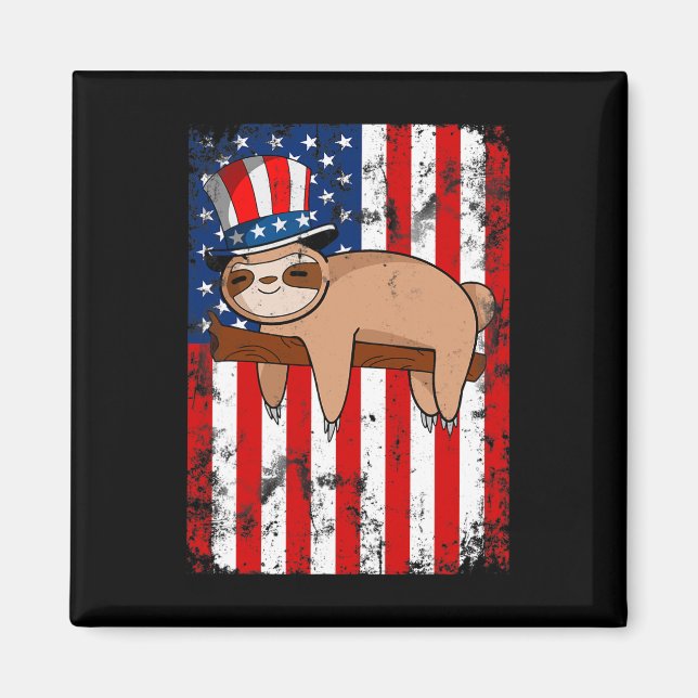 Juli Cute Slosa Amerikanska Flagga oberoende Magnet (Framsidan)