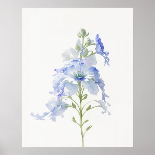 Juli Delphinium Birth Flower Poster (Framsidan)