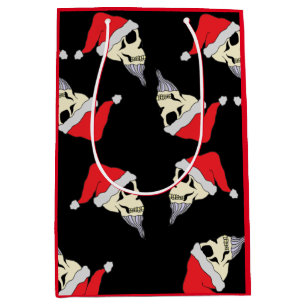 Juli-Döskallar med Santa Hats Gift Bag Black