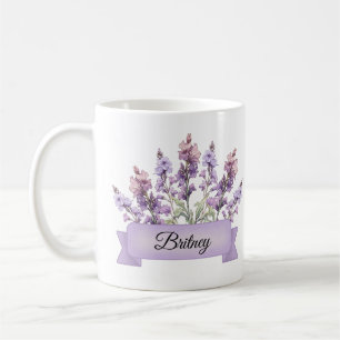 Juli Flower Personlig Larkspur Kaffemugg