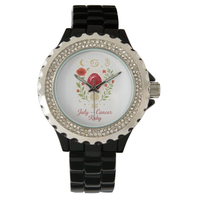 Juli födelse sten Rubin | Elegant andlig armbandsu Armbandsur (Framsida)