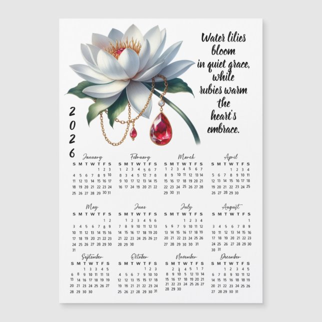 Juli Födelsedagsblomma & Sten Kalender (Framsida)