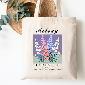 Juli Födelsemånad Blomma Larkspur Vintage Retro Tygkasse