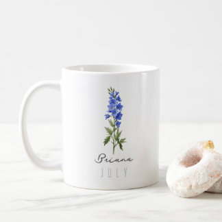 Juli Födelsemånad Blomma med Namn – Kaprifol Kaffemugg